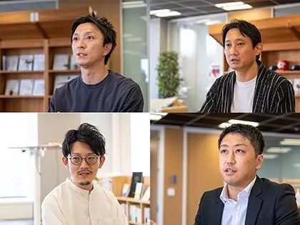 インタビューの参加者。左上から時計回りにNTT東日本の佐野泰介氏、NTT東日本の西前健一氏、RevCommの土田雅也氏、NDVの杉浦甲子郎氏